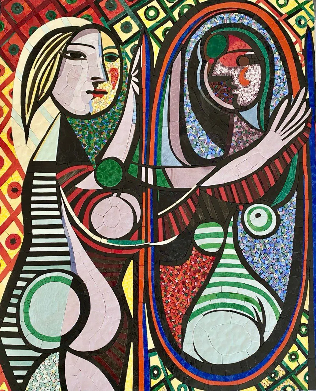 Girl before a Mirror mosaic by Nata Malysheva