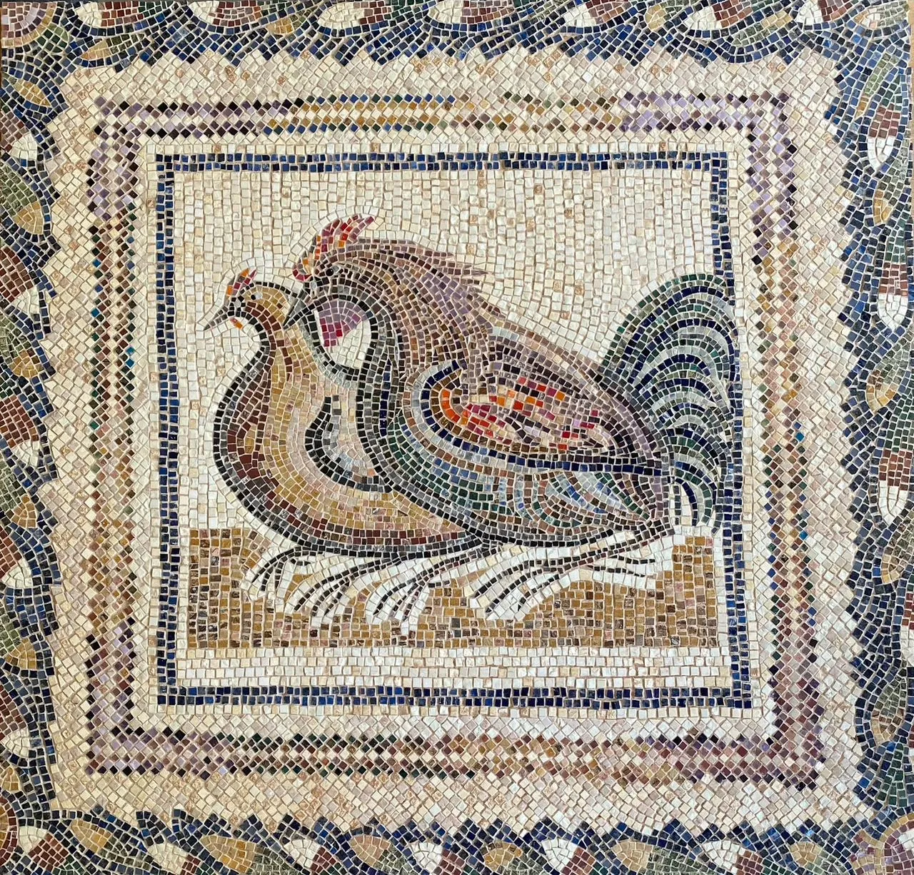 Rooster and Hen mosaic by Nata Malysheva