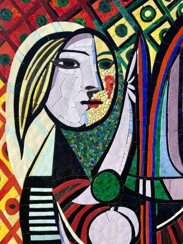 Girl before a Mirror mosaic by Nata Malysheva, image 3